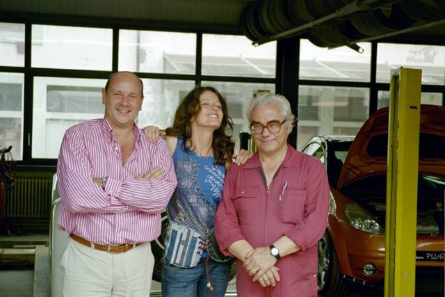Stéphane Godet avec Franco Sbarro et la présentatrice Gaëlle Voisin