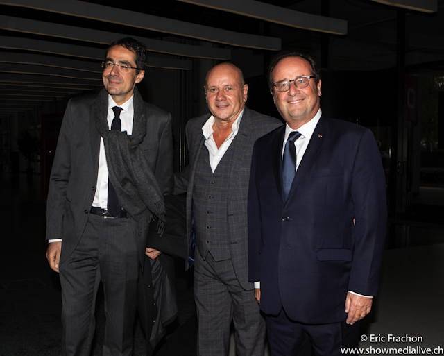 avec Darius Rochebin, présentateur vedette du JT sur la RTS et François Hollande, ancien Président de la République Française